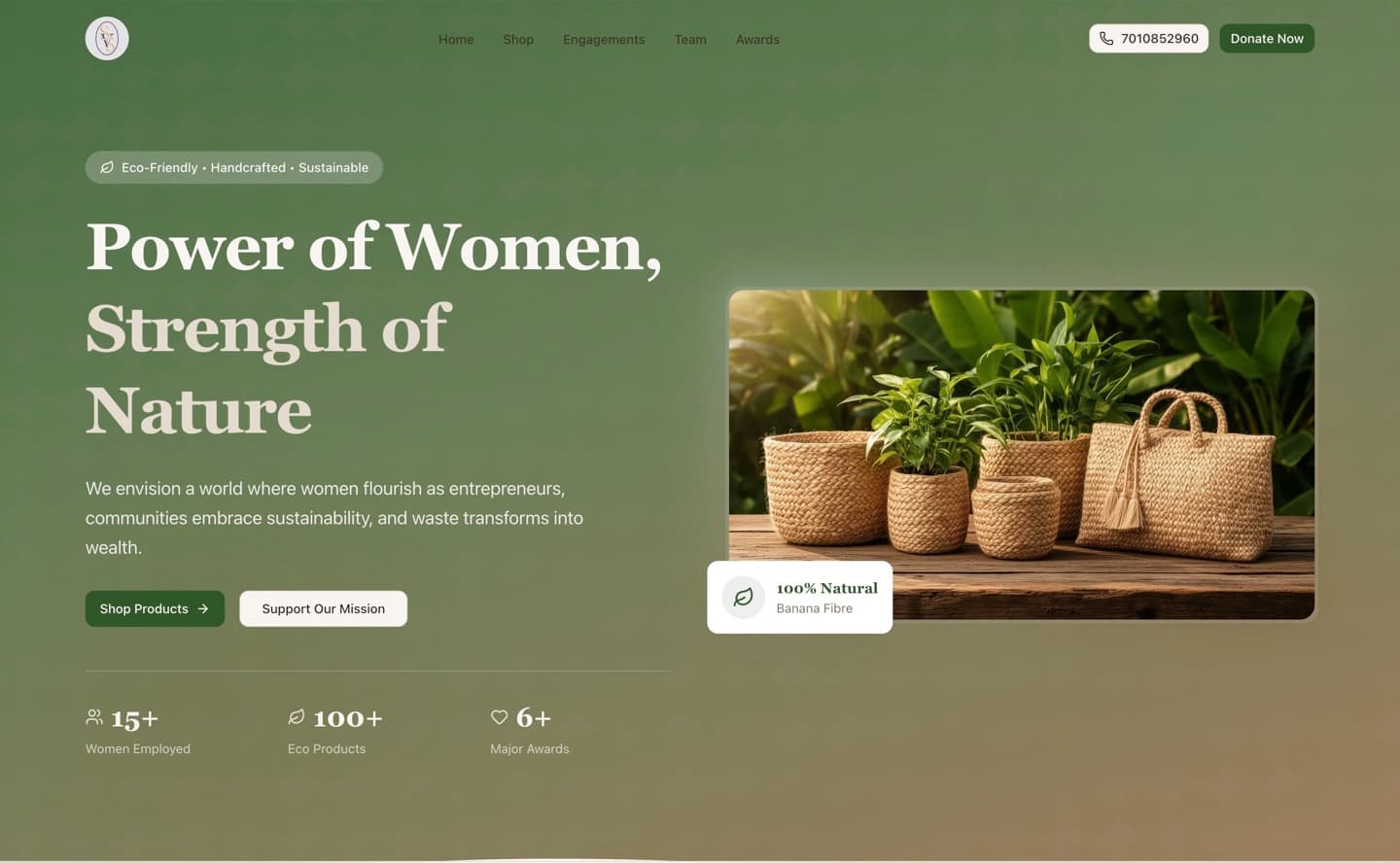 SVS Foundation — eco-friendly banana-fiber products marketing site